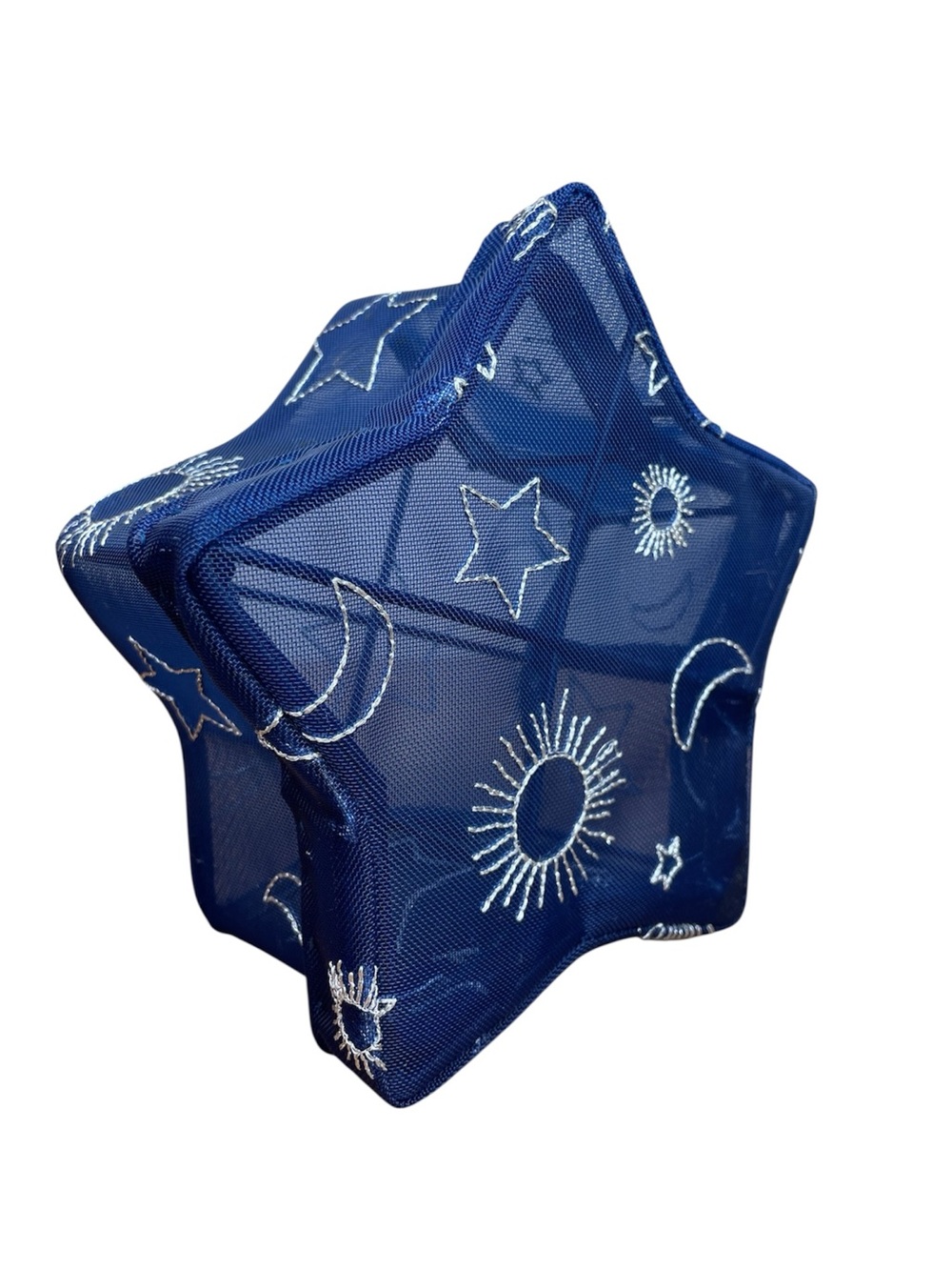 Star Mesh Storage Container Celestial Whimsical Embroidered Box